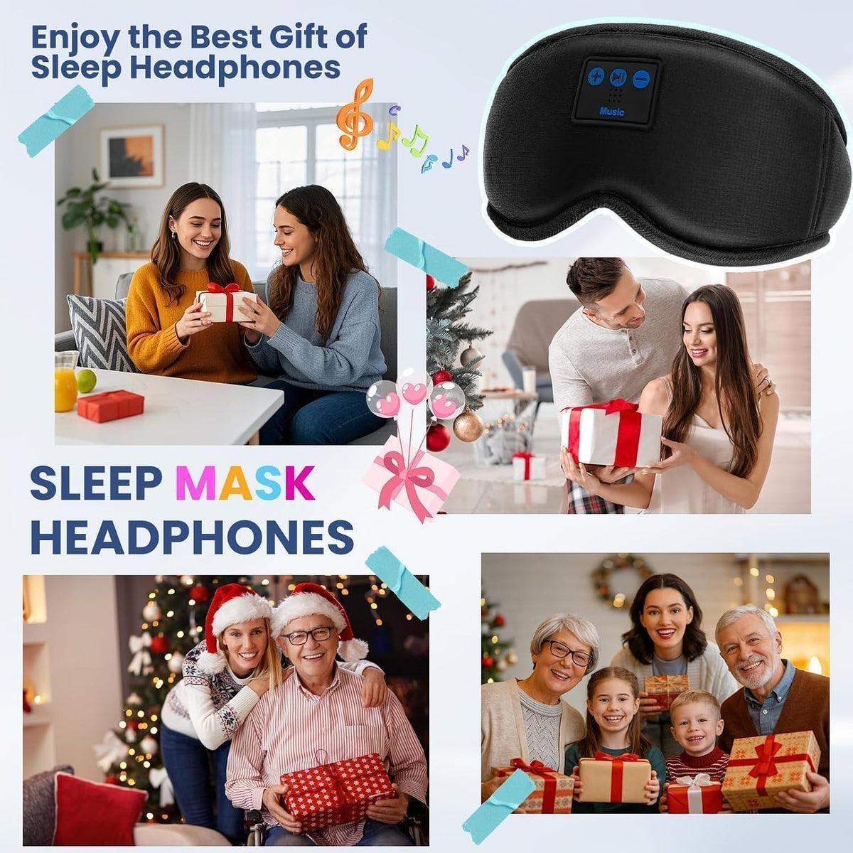 Sleep Headphones, Sleep Mask with Bluetooth Headphones