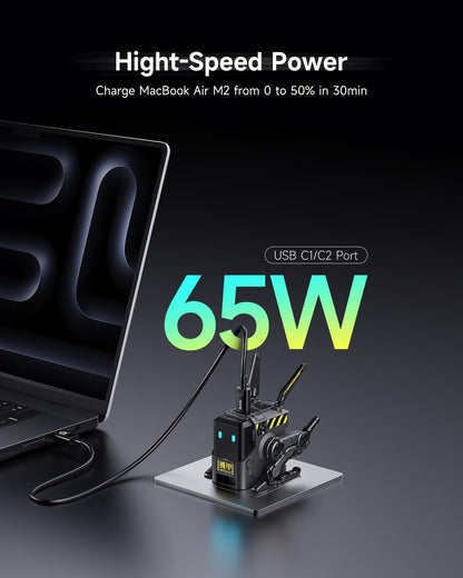 65W Gan Robot USB-C Charger with 3 Ports