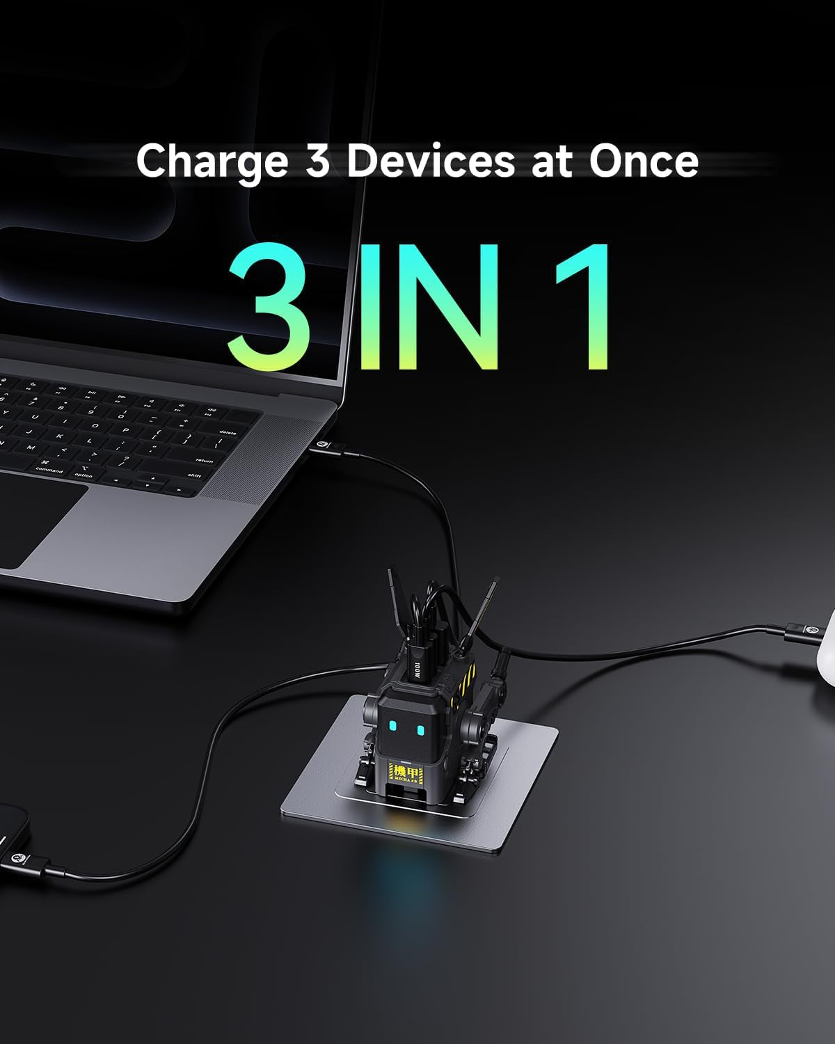65W Gan Robot USB-C Charger with 3 Ports