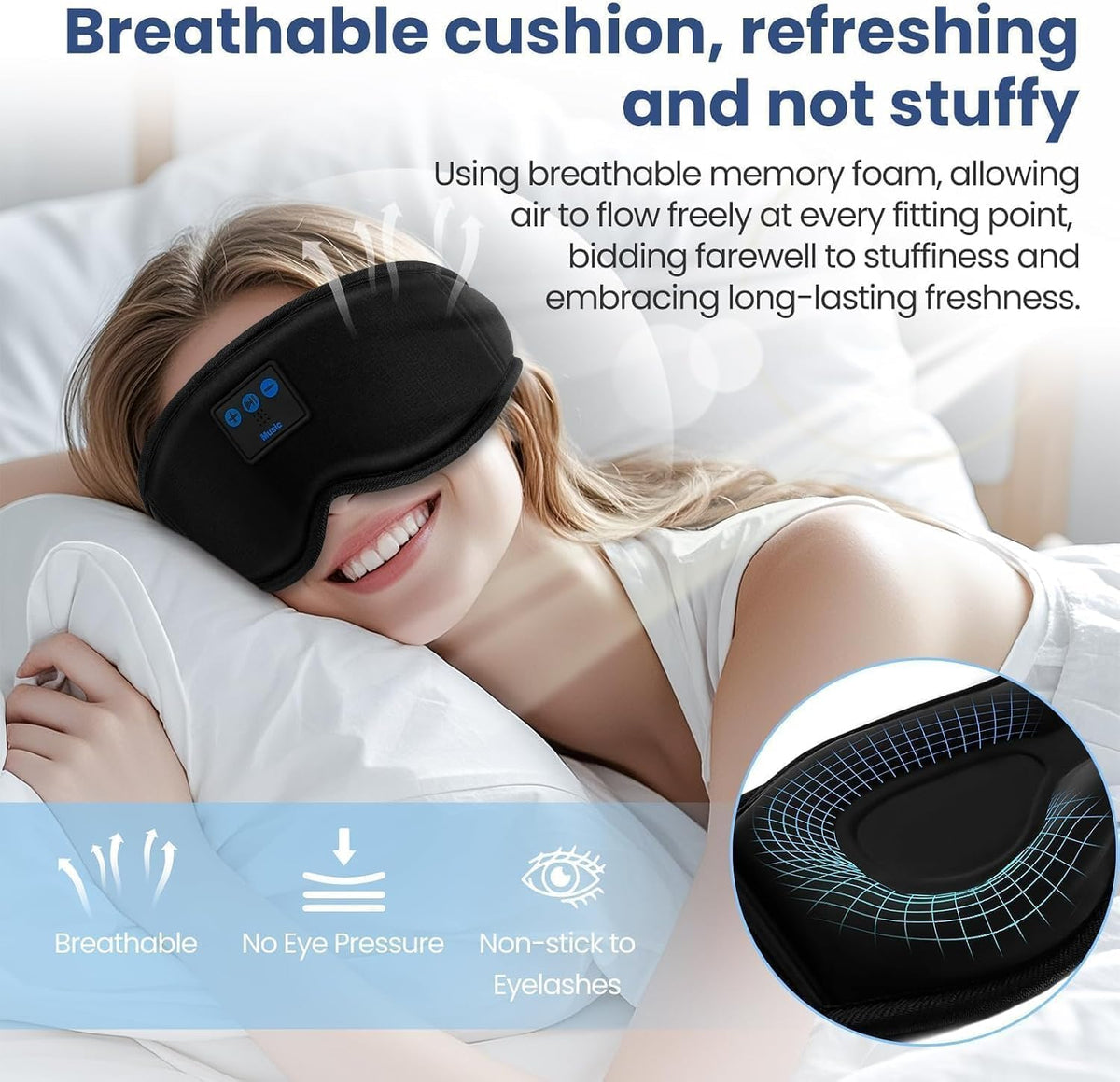 Sleep Headphones, Sleep Mask with Bluetooth Headphones