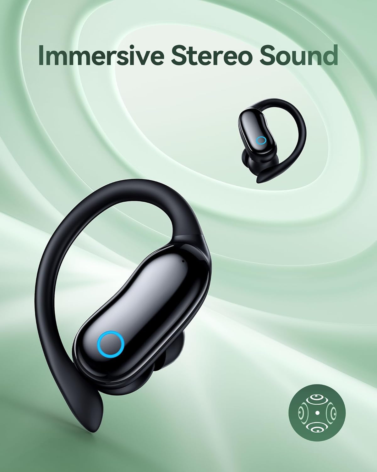 Active Noise Cancelling Ear Buds Wireless Earbuds 96Hrs Playback Bluetooth Headphones Dual Battery Display Stereo Bass Earphones with Earhooks Microphone IPX7 Waterproof for Sports/Runing/Workout