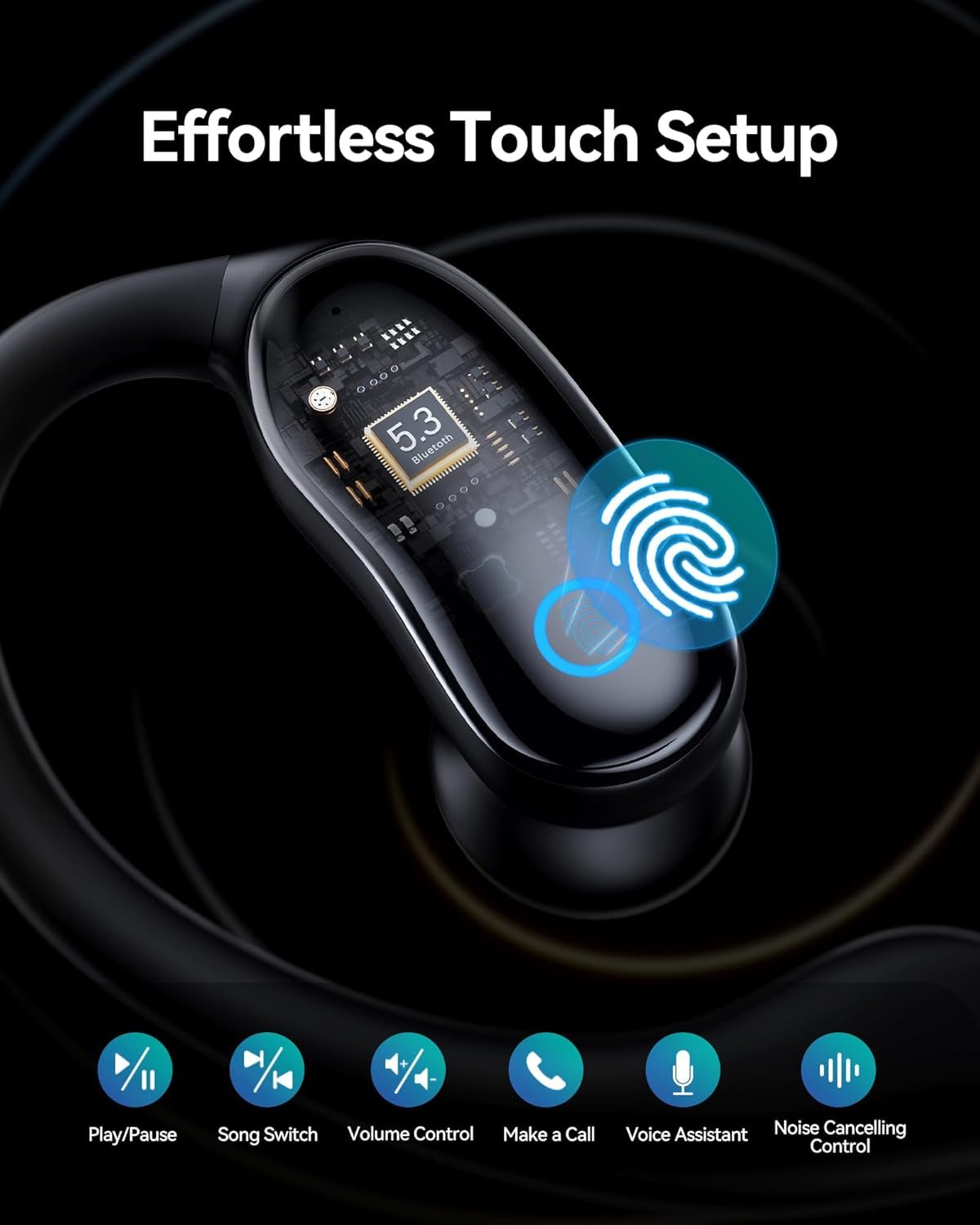 Active Noise Cancelling Ear Buds Wireless Earbuds 96Hrs Playback Bluetooth Headphones Dual Battery Display Stereo Bass Earphones with Earhooks Microphone IPX7 Waterproof for Sports/Runing/Workout