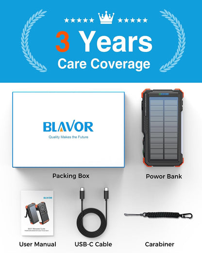 Solar Power Bank with Hand Crank and Built-In 4 Cables 20000Mah