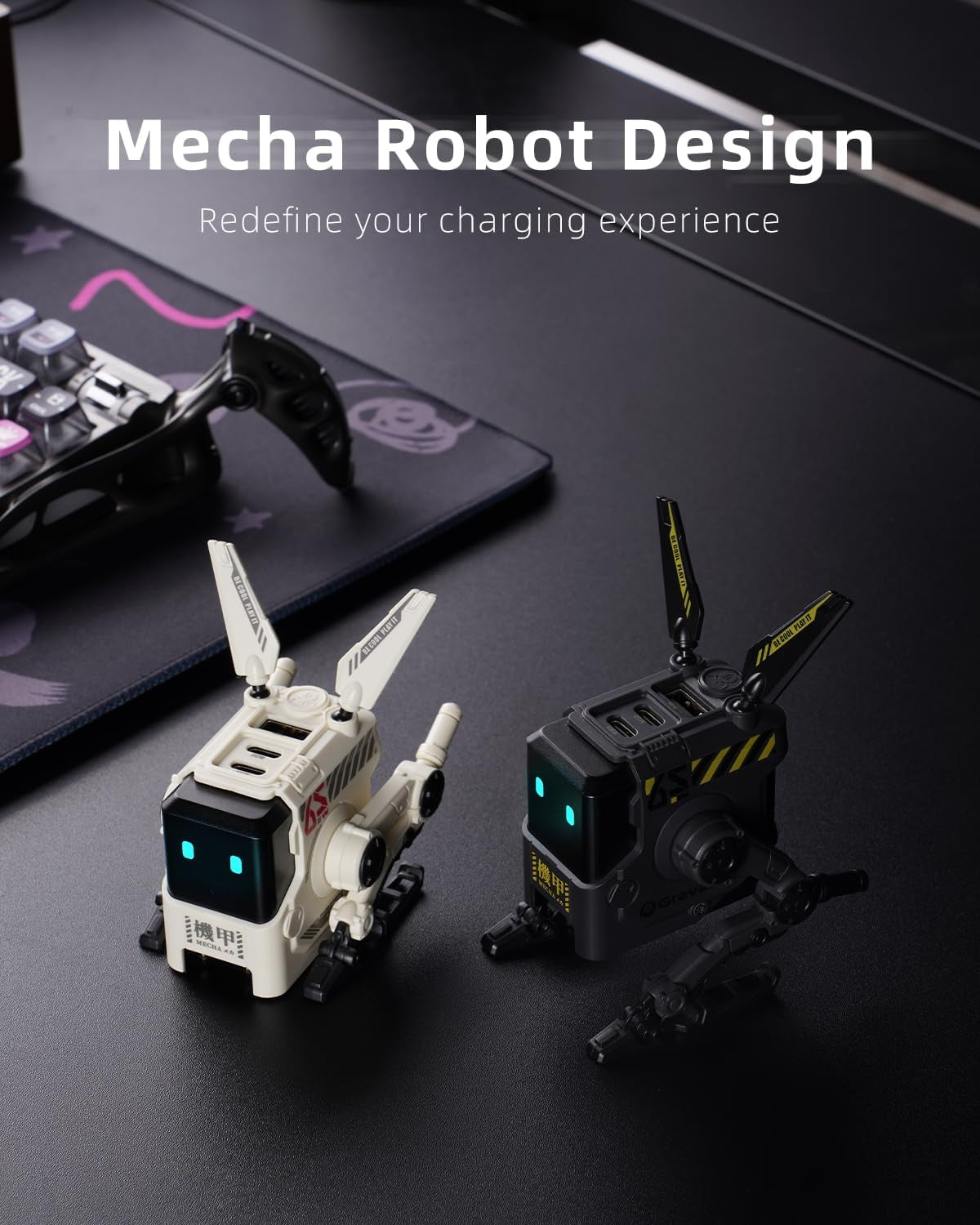 65W Gan Robot USB-C Charger with 3 Ports
